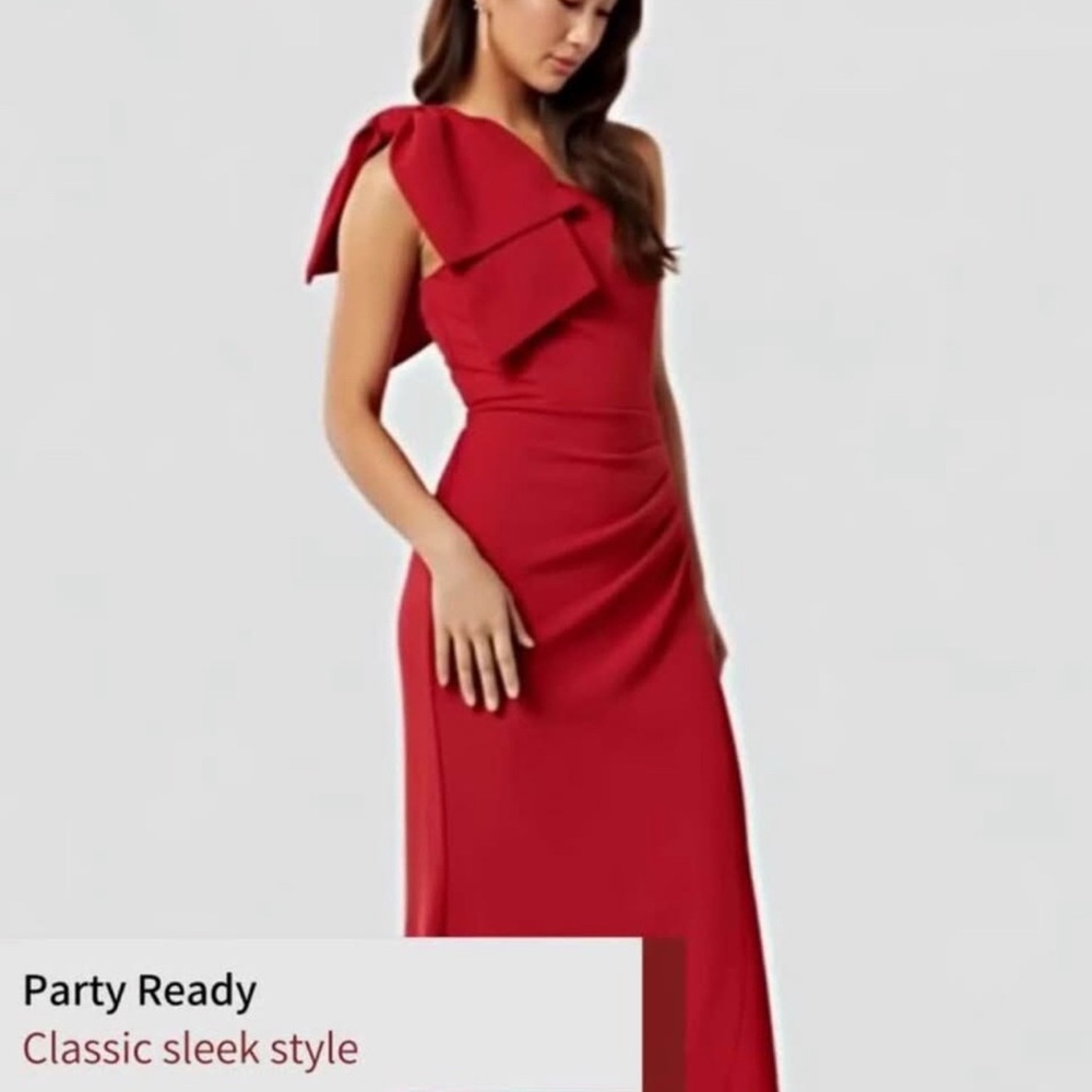 Windsor Red One-Shoulder Bow Gown